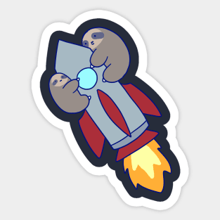 Rocket Ship Sloths Sticker